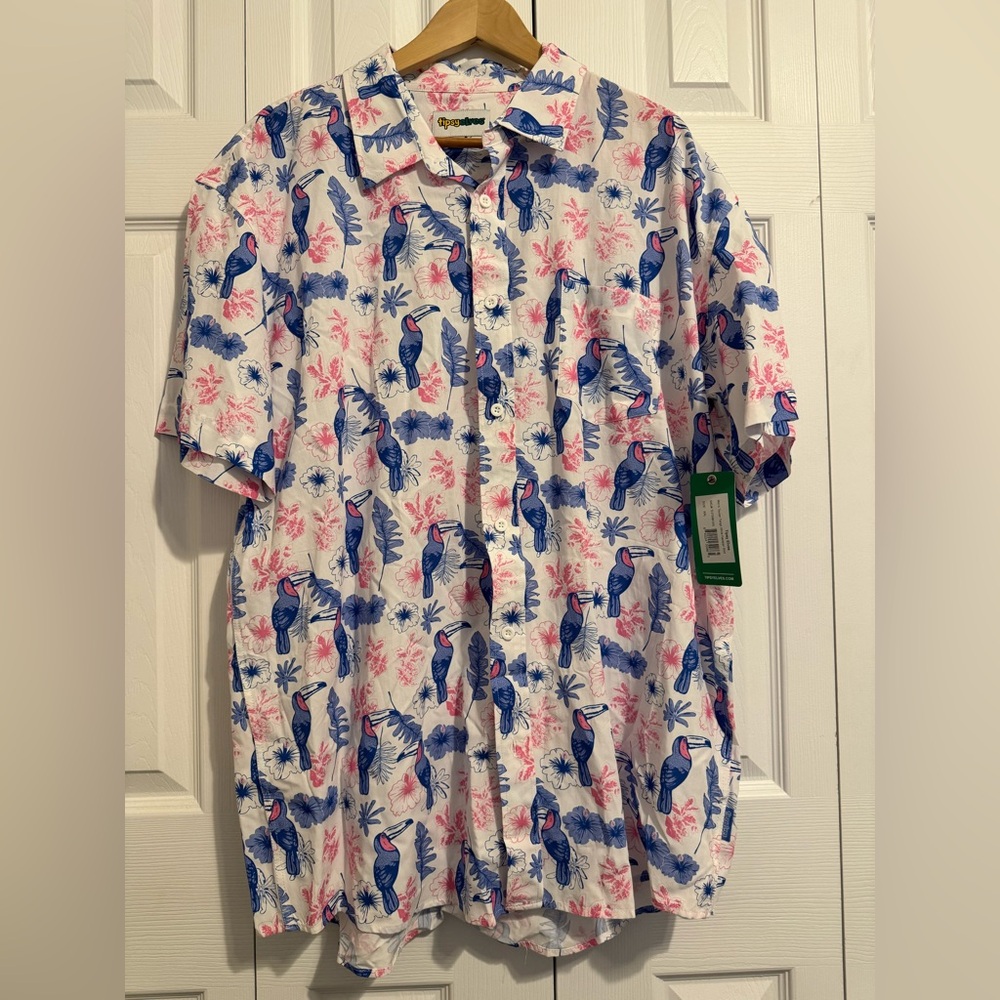 Tipsy Elves Blue and Pink Casual Button Down Shirt